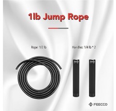FEECCO 가중 줄넘기, 복싱, 무에타이 훈련, 피트니스, 크로스핏 운동용 조절 가능한 PVC 로프가 있는 무거운 줄넘기