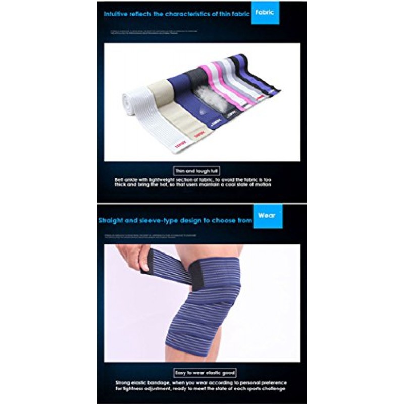 Runworld (1 쌍 탄성 통기성 무릎 받침대 압축 붕대 랩 통증 완화 스트랩 지원 랩 슬리브 남성용 여성용 크로스 트레이닝 WOD, 체육관 운동, 피트니스 및 파워 리프팅