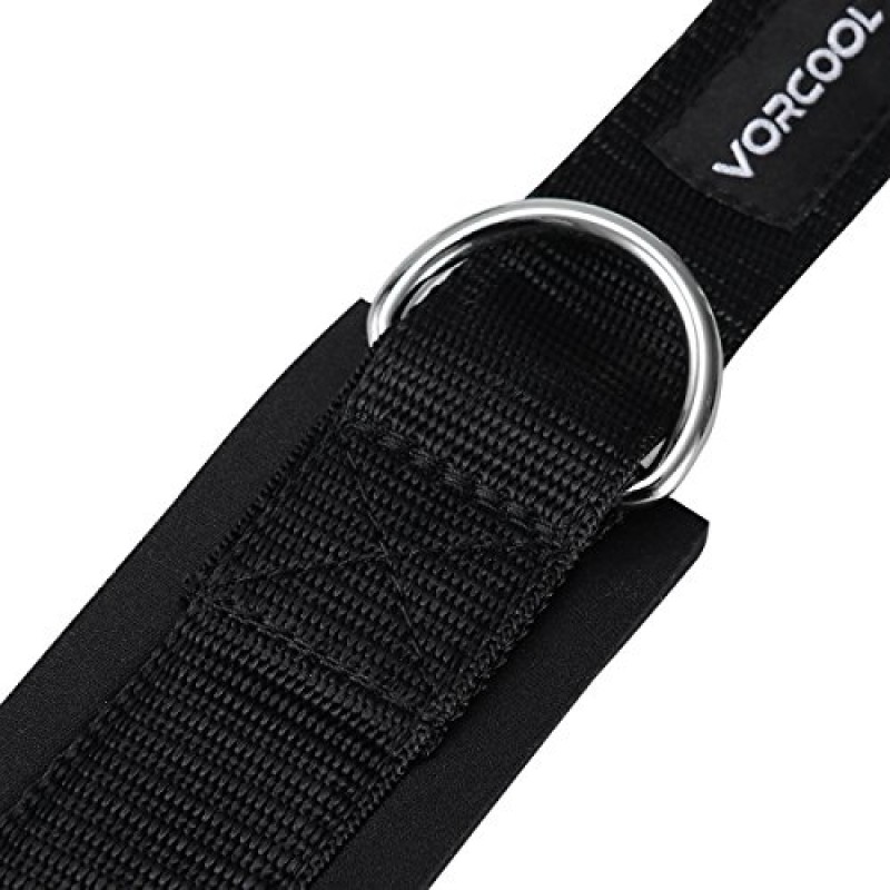 VORCOOL 2PCS 케이블 기계용 발목 스트랩 역도 체육관 운동 피트니스 더블 D-링 네오프렌 다리, 복근 및 둔근 운동용 패딩 발목 커프스 캐리 백이 있는 남성 및 여성에게 적합