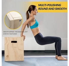 Holleyweb 3 in 1 Wood Plyo Box, 플라이오메트릭 점프 박스 건너뛰기, 점프, 박스 점프, 스쿼트, 딥, 안전을 위한 둥근 모서리용 미끄럼 방지
