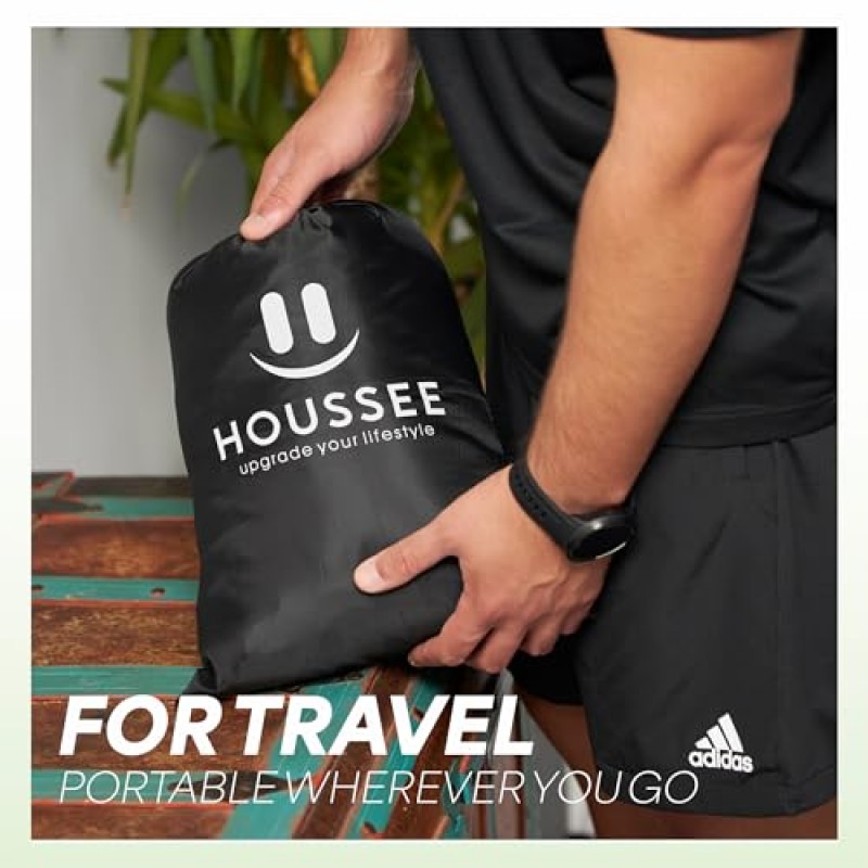 여행용 가방과 두꺼운 무릎 패드가 포함된 Houssee 노르딕 햄스트링 컬 스트랩, 집과 여행에 맞게 쉽게 조절 가능, 햄스트링 컬을 위한 훌륭한 운동 장비, 스패니시 스쿼트, 복근 운동, 근력 운동