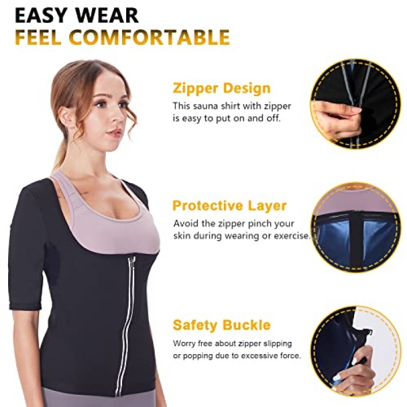 여성용 FREESUAL 사우나 정장 체중 감소 허리 트레이너 땀 정장 Suana 셔츠 운동 탱크 탑 셔츠 땀 Shapewear
