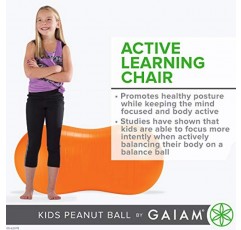 Gaiam 키즈 땅콩 바운스 책상 의자 - 운동 요가 균형 안정성 시팅 볼 - 자폐 아동을 위한 감각 장난감 - 학교나 교실을 위한 유연한 좌석, 남학생과 여학생을 위한 흔들기 의자
