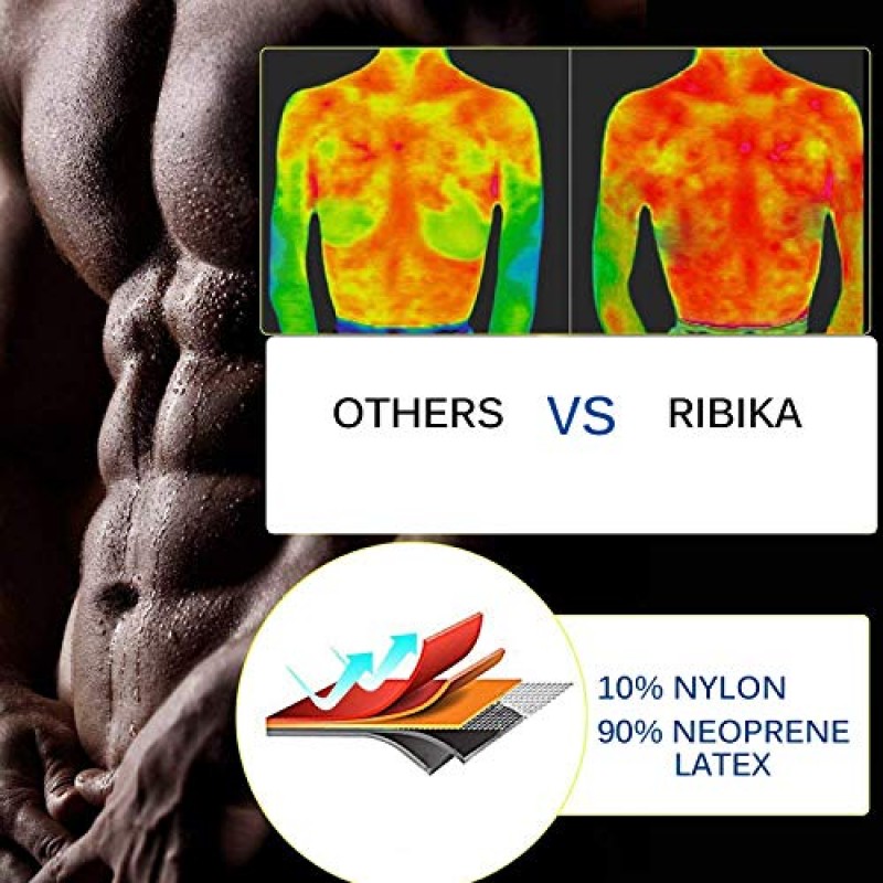RIBIKA Mens 네오프렌 사우나 정장 뜨거운 땀 조끼 압축 셔츠 허리 트레이너 민소매 피트니스 운동 지퍼 탑
