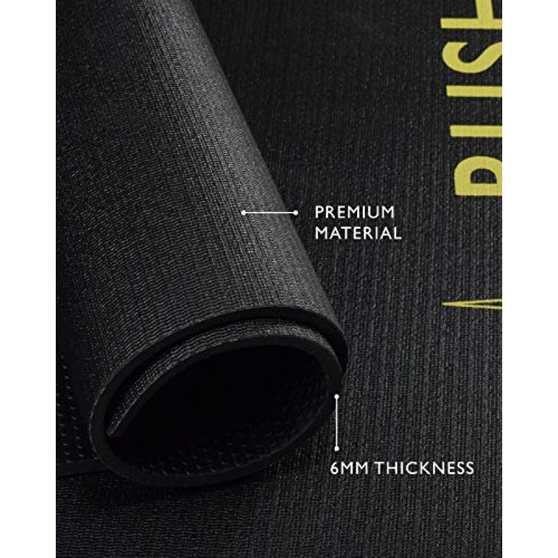 RUSH ATHLETICS 휴대용 점프 로프 피트니스 매트 - 1m x 1m 6mm 두께, 고밀도 미끄럼 방지, 홈 체육관 바닥재용 운동 매트 - Plyo, Cardio, MMA 매트(길이 100cm x 너비 100cm x 두께 6mm) 검정색