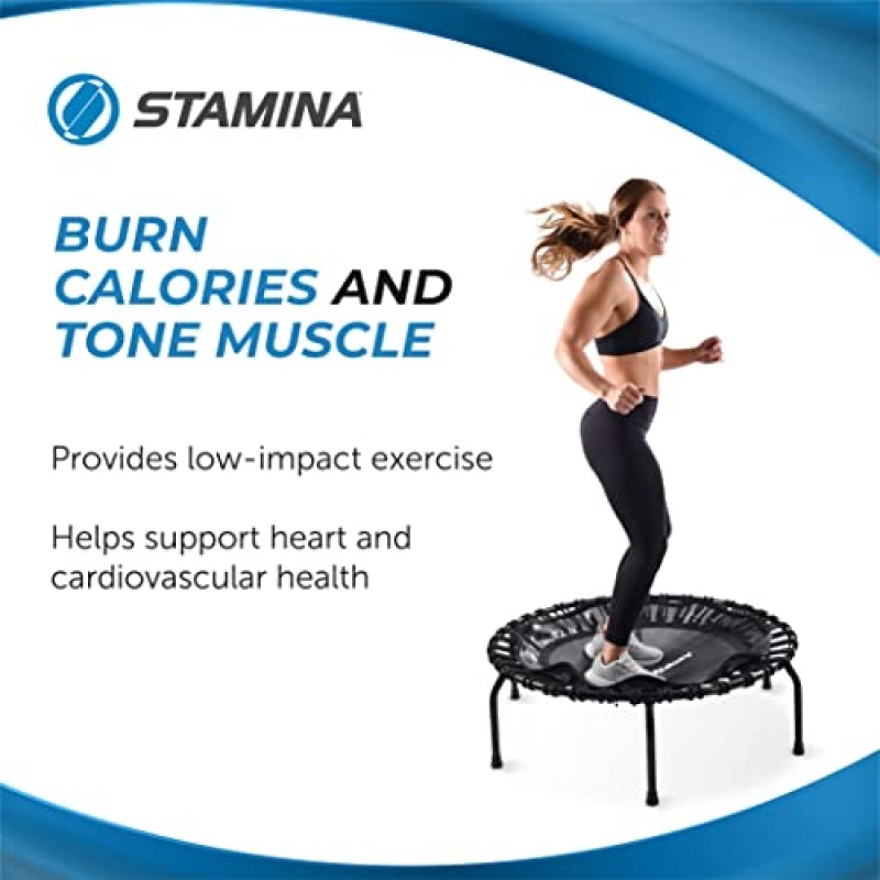Stamina Jumpsport 홈 피트니스 트램펄린 - 성인용 운동 트램펄린 - 홈 운동용 피트니스 리바운더 - 최대 250파운드 무게 용량