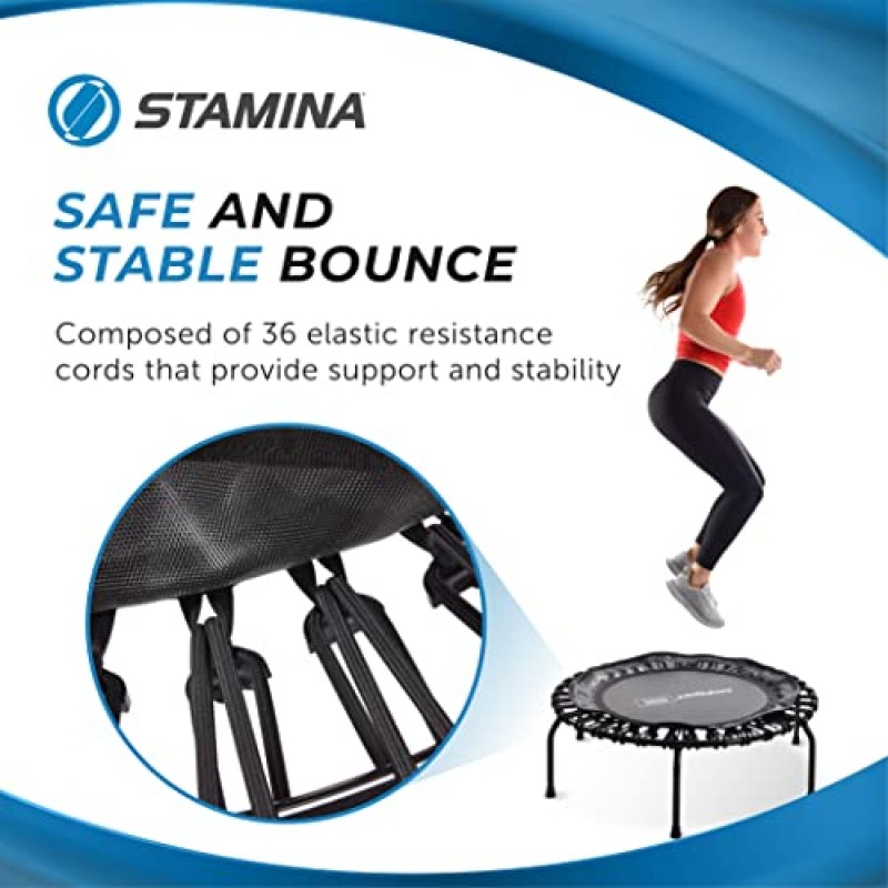 Stamina Jumpsport 홈 피트니스 트램펄린 - 성인용 운동 트램펄린 - 홈 운동용 피트니스 리바운더 - 최대 250파운드 무게 용량
