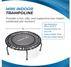 Stamina Jumpsport 홈 피트니스 트램펄린 - 성인용 운동 트램펄린 - 홈 운동용 피트니스 리바운더 - 최대 250파운드 무게 용량