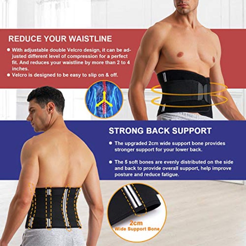 MOLUTAN 남성 허리 트레이너 트리머 체중 감량을위한 Tummy Control 압축 Shapewear 바디 셰이퍼 땀 벨트