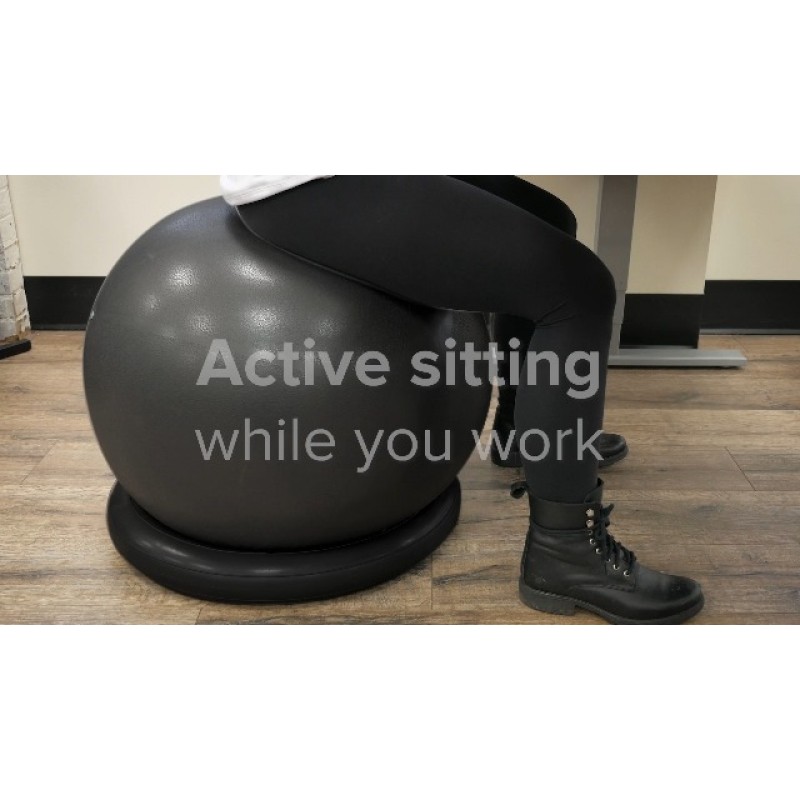 Gaiam Essentials 밸런스 볼 및 베이스 키트, 65cm 요가 볼 의자, 가정 또는 사무실 책상용 팽창식 링 베이스가 있는 운동 공, 공기 펌프 포함