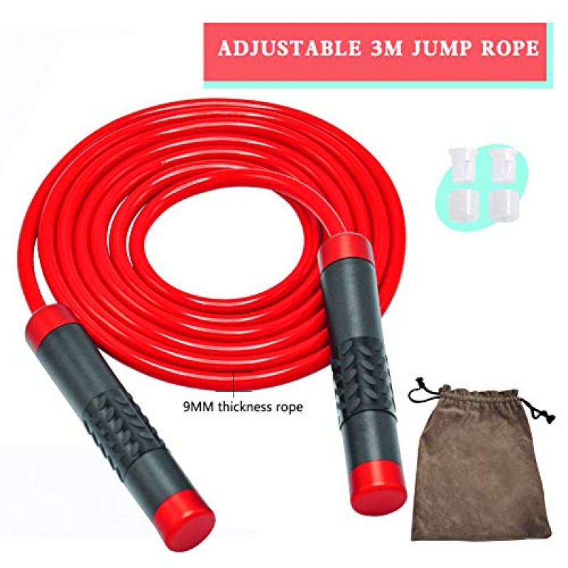 여성 운동을위한 OSAMMON 가중 점프 밧줄, 조정 가능한 무거운 점프 밧줄 운동 Crossfit Fitness Rope Speed ​​Training 건너 뛰는 밧줄