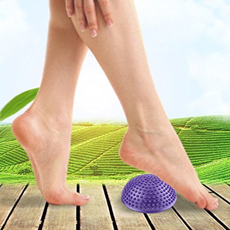 Dioche PVC 풍선 하프 요가 공, 마사지 포인트 Fitball 운동 트레이너 피트니스 밸런스 볼