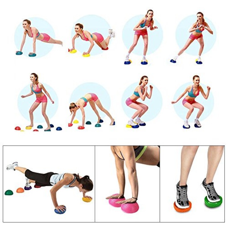Dioche PVC 풍선 하프 요가 공, 마사지 포인트 Fitball 운동 트레이너 피트니스 밸런스 볼
