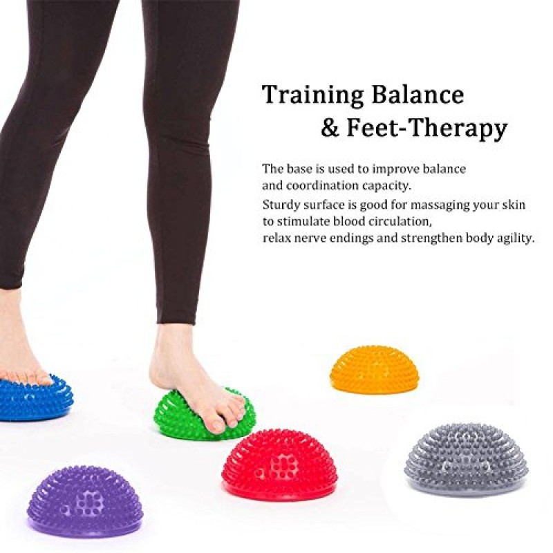 Dioche PVC 풍선 하프 요가 공, 마사지 포인트 Fitball 운동 트레이너 피트니스 밸런스 볼