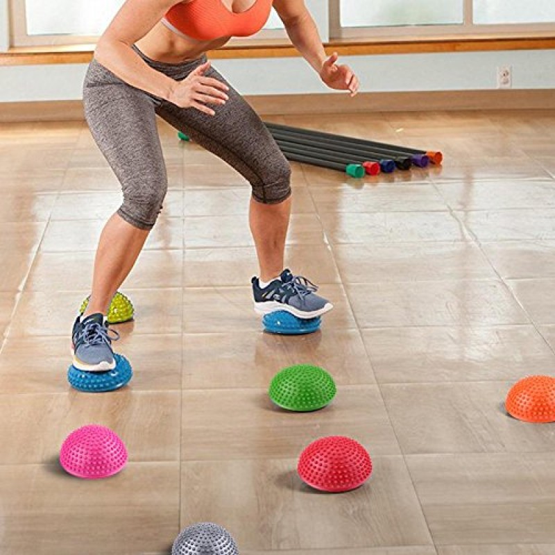 Dioche PVC 풍선 하프 요가 공, 마사지 포인트 Fitball 운동 트레이너 피트니스 밸런스 볼