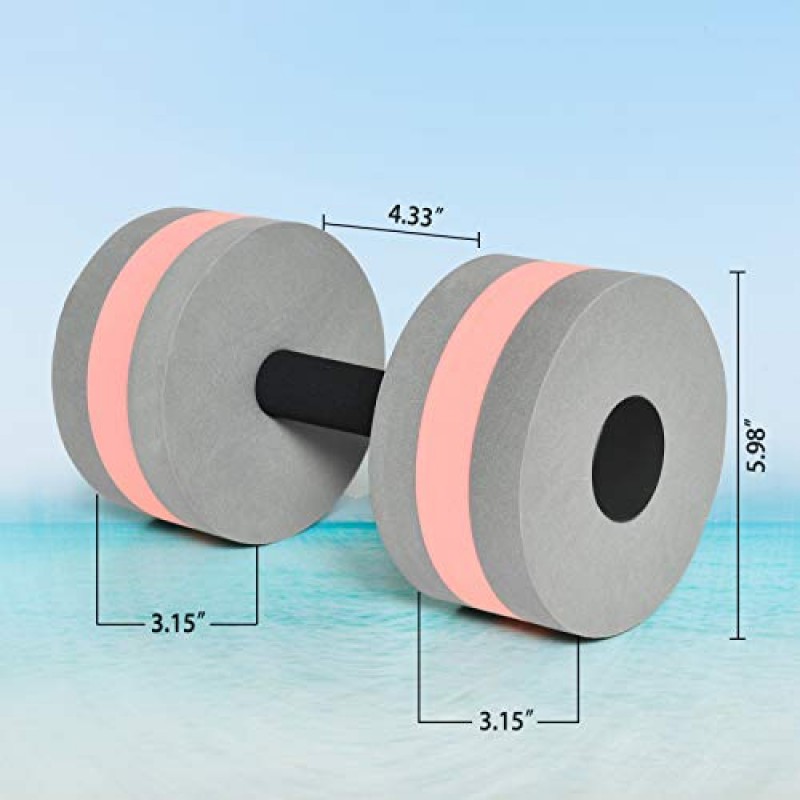 Timoo Aquatic Dumbells 2 개의 물 Dumbells 세트 풀 저항 물 무게 물 에어로빅 고밀도 EVA 폼 풀 피트니스