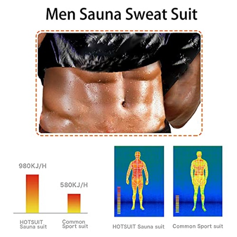 남성과 여성을위한 사우나 슈트 땀을 흘리는 사우나 슈트 까마귀가있는 사우나 슈트 긴 소매 사우나 슈트 체육관 운동 땀복 방수 비 립 피트니스 슈트 셰이퍼 히트 트래핑 슈트 (코트 _3XL)
