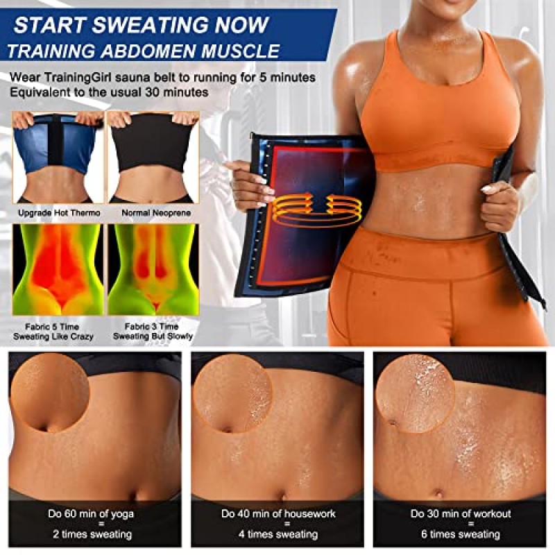 TrainingGirl 여성 허리 트레이너 트리머 코르셋 체중 감소 배꼽 랩 운동 벨트 땀 배꼽 밴드 스포츠 거들 사우나 슈트