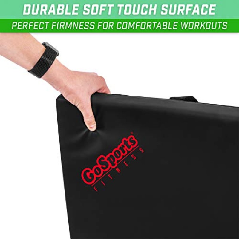 GoSports 2인치 두께 6피트 x 2피트 삼중 운동 피트니스 매트 - 운동, 요가, 스트레칭에 적합 블랙