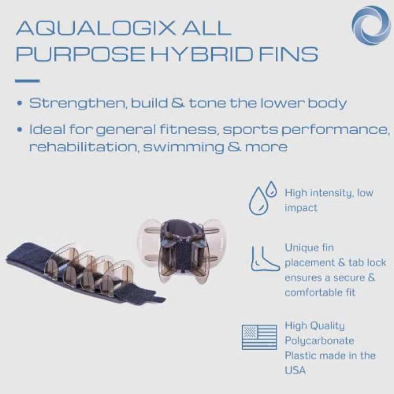 AquaLogix 중간 저항 다용도 하이브리드 수중 훈련 핀 세트 - 연기 - 온라인 액세스 데모 비디오 및 운동 프로그램 포함 - 쌍(MRPCFIN)