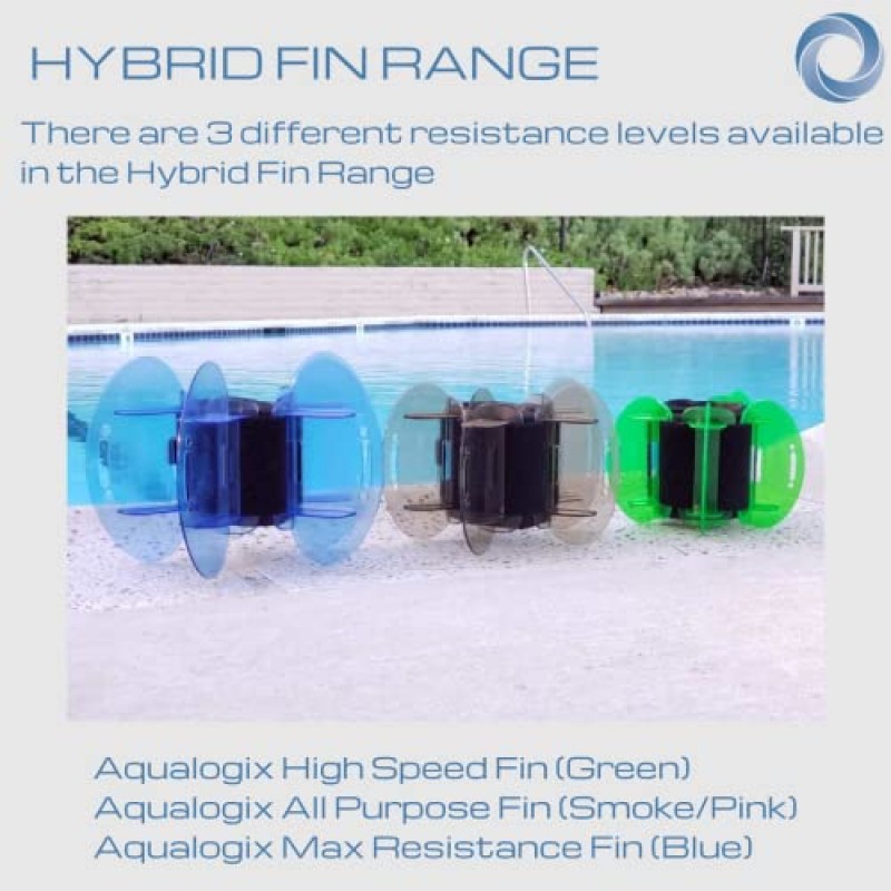 AquaLogix 중간 저항 다용도 하이브리드 수중 훈련 핀 세트 - 연기 - 온라인 액세스 데모 비디오 및 운동 프로그램 포함 - 쌍(MRPCFIN)