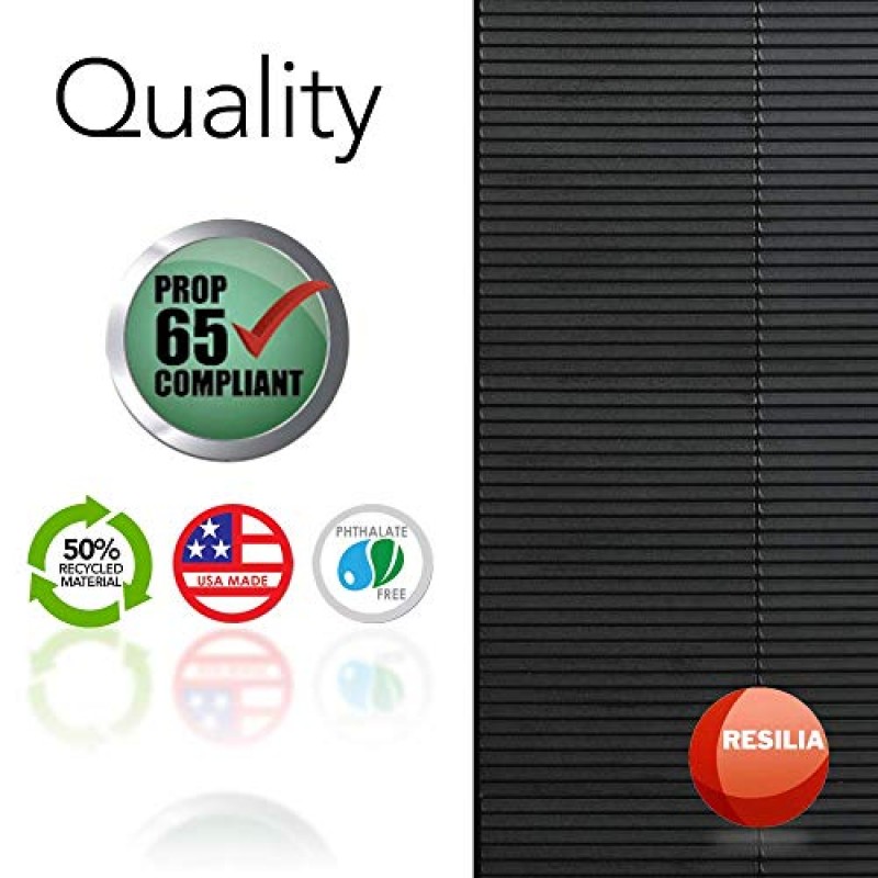 RESILIA 엑스트라 롱 미끄럼 방지 운동 매트 - 8.5피트, 검정색, 방수, 런닝머신 또는 로잉 머신, 체육관 및 피트니스 장비 아래에서 사용하기 위한 대형 매트