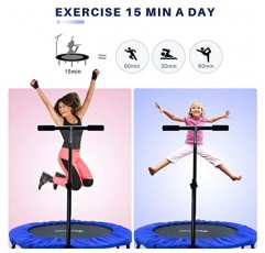 4ActiveU 40인치 접이식 미니 트램펄린(성인용) 어린이용 | 실내 및 실외 피트니스 리바운드 운동 3단계 높이 조절이 가능한 트램펄린 | 심장강화 트레이너 최대 부하 265lbs 업그레이드
