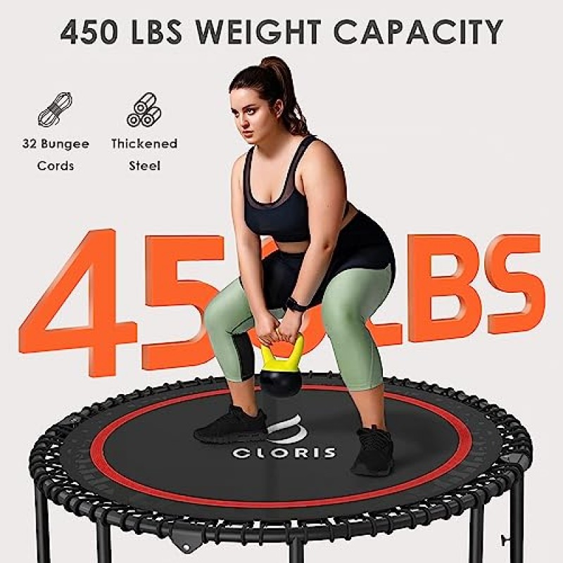 CLORIS 450 LBS 접이식 미니 트램펄린, 번지/조절 가능한 폼 손잡이가 있는 40