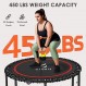 CLORIS 450 LBS 접이식 미니 트램펄린, 번지/조절 가능한 폼 손잡이가 있는 40" 피트니스 트램펄린, 어린이를 위한 안정적이고 조용한 운동 리바운더 성인 실내/정원 운동