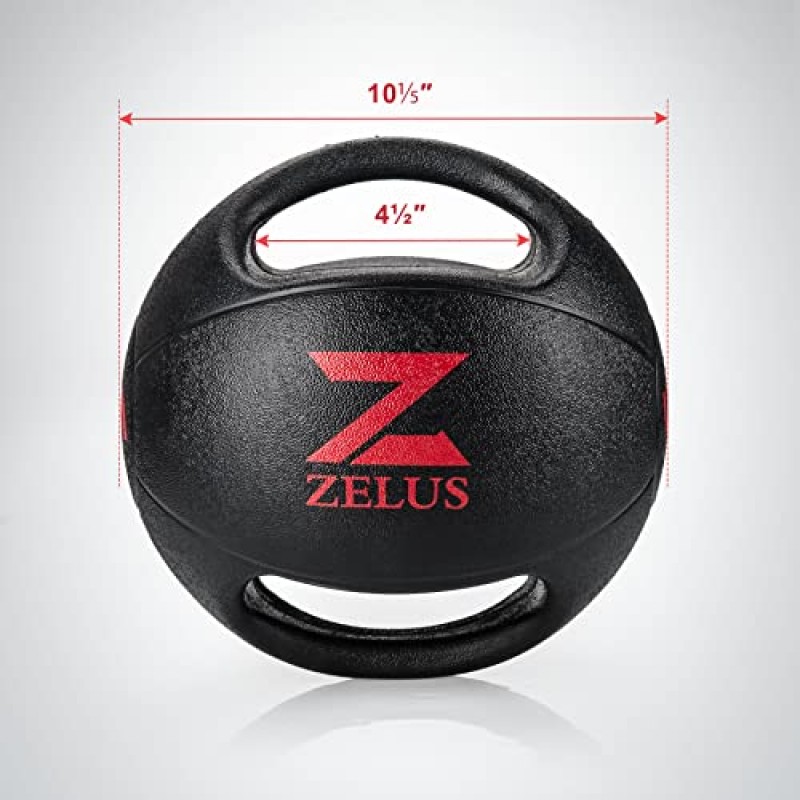 듀얼그립 ZELUS 메디신볼 | 10/20파운드 운동 공 |손잡이가 있는 무게 공| 질감 있는 그립 운동 공 |근력 트레이닝| 핵심 운동