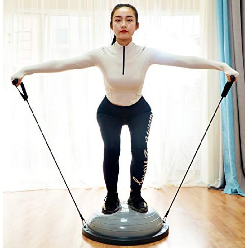 좋은 C 하프 볼, 밸런스 볼, 운동 운동 트레이너, 저항 밴드 포함, 보너스 풋 펌프가 포함된 근력 피트니스 요가