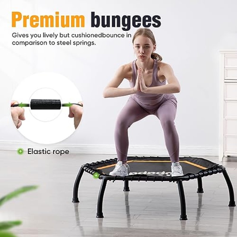 Zupapa Silent Mini Fitness Trampoline – 성인용 실내 리바운더 – 최고의 도시 심장 강화 피트니스 운동 트레이너 – 최대 제한 330lbs