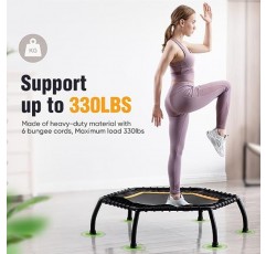 Zupapa Silent Mini Fitness Trampoline – 성인용 실내 리바운더 – 최고의 도시 심장 강화 피트니스 운동 트레이너 – 최대 제한 330lbs