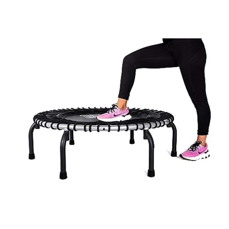 JumpSport 350/350f/370 실내 피트니스 트램펄린, 39인치 | 맞춤형 바운스를 위한 30개의 조정 가능한 번지 | 안전하고 안정적인 팁 없는 아치형 다리 | 60일 평가판 스트리밍 비디오 및 DVD 포함