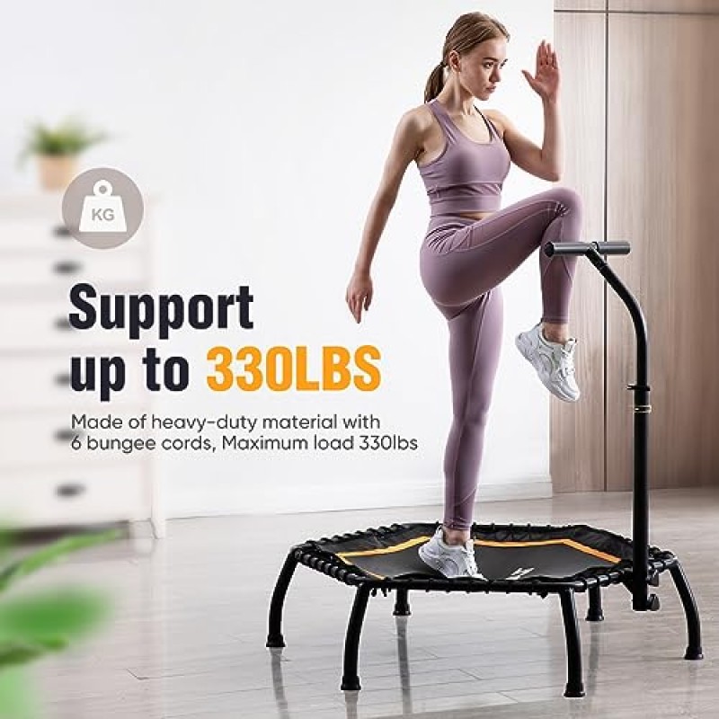 Zupapa Silent Mini Fitness Trampoline – 성인용 실내 리바운더 – 최고의 도시 심장 강화 피트니스 운동 트레이너 – 최대 제한 330lbs