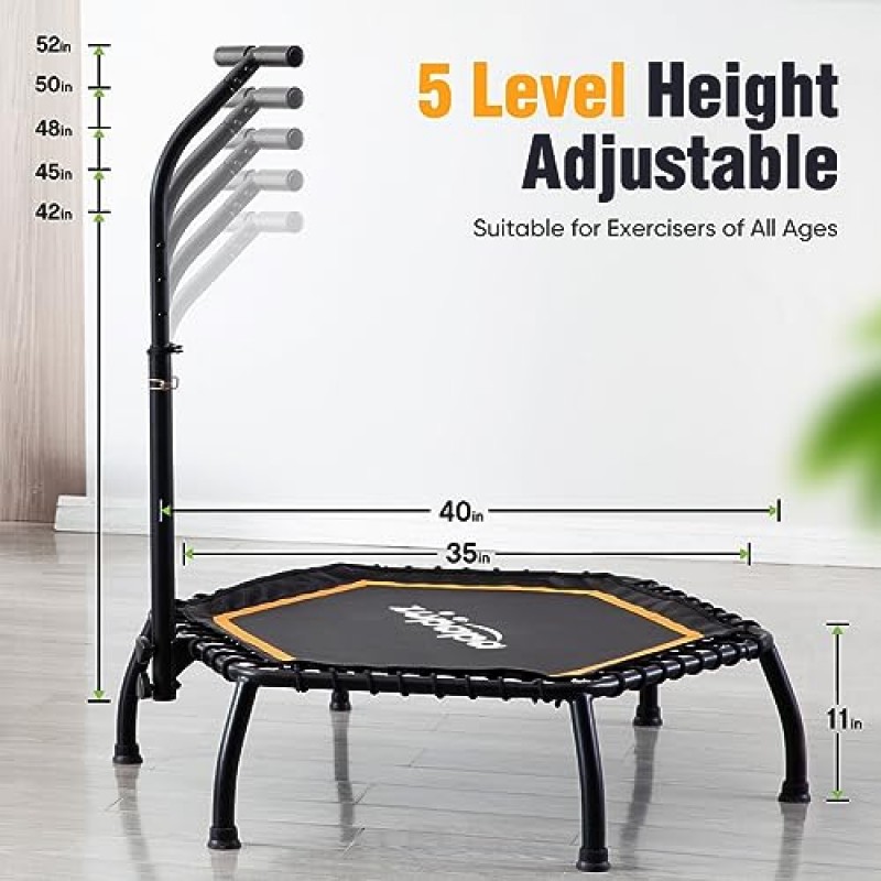 Zupapa Silent Mini Fitness Trampoline – 성인용 실내 리바운더 – 최고의 도시 심장 강화 피트니스 운동 트레이너 – 최대 제한 330lbs