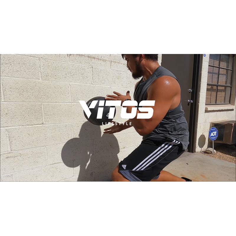 Vitos 피트니스 운동 슬램 메디신 볼 10~100파운드 | 내구성 가중 체육관 액세서리 근력 컨디셔닝 크로스 트레이닝 코어 스쿼트 런지 스파이크 볼 고무 웨이트 운동