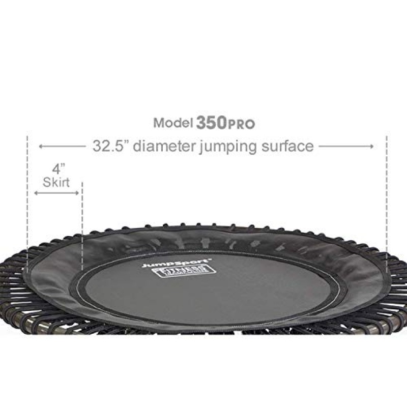 JumpSport 350 PRO 실내 고강도 경량 39인치 피트니스 트램펄린(핸들 바 액세서리 포함), 블랙