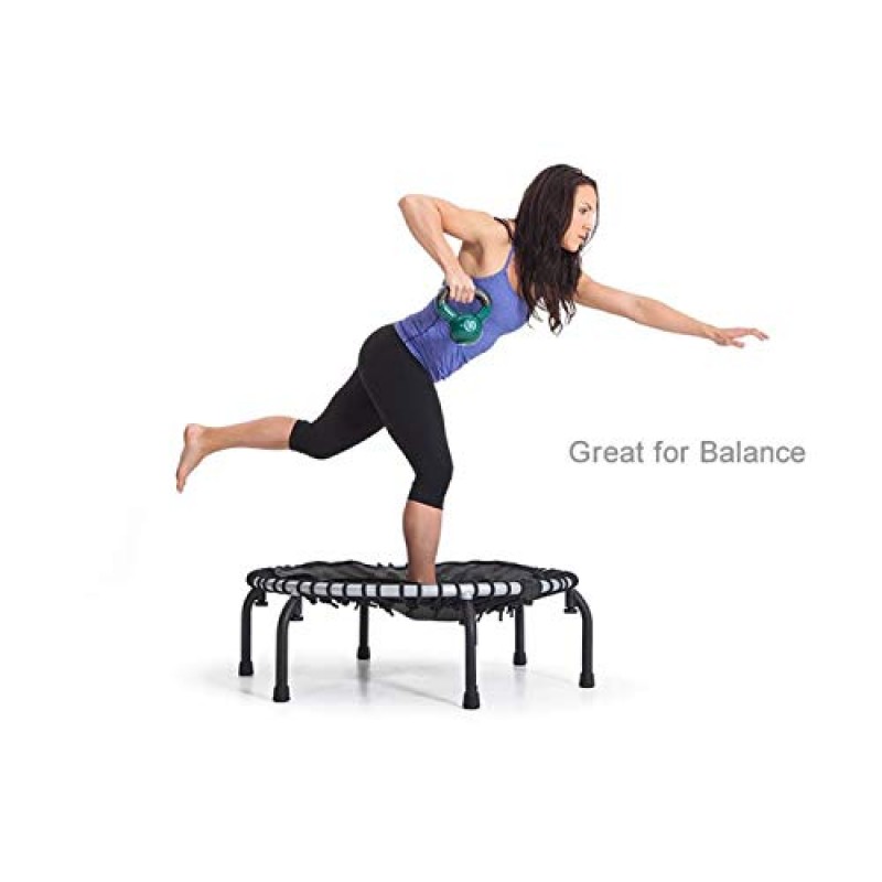 JumpSport 350 PRO 실내 고강도 경량 39인치 피트니스 트램펄린(핸들 바 액세서리 포함), 블랙
