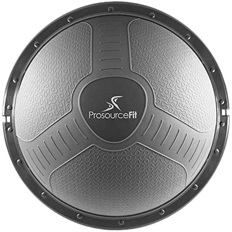 ProsourceFit 밸런스 트레이너 안정성 운동 요가 에어로빅용 저항 밴드 및 펌프가 있는 하프 볼 홈 체육관 운동, 회색