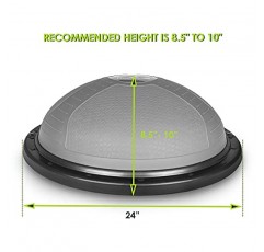 ProsourceFit 밸런스 트레이너 안정성 운동 요가 에어로빅용 저항 밴드 및 펌프가 있는 하프 볼 홈 체육관 운동, 회색