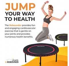 성인과 어린이를 위한 Leaps and ReBounds - 온라인 운동 비디오가 포함된 리바운더 - 야외 게임, 피트니스 및 레크리에이션 활동용 - 안전하고 조용하며 내구성이 뛰어난 유산소 운동 장비