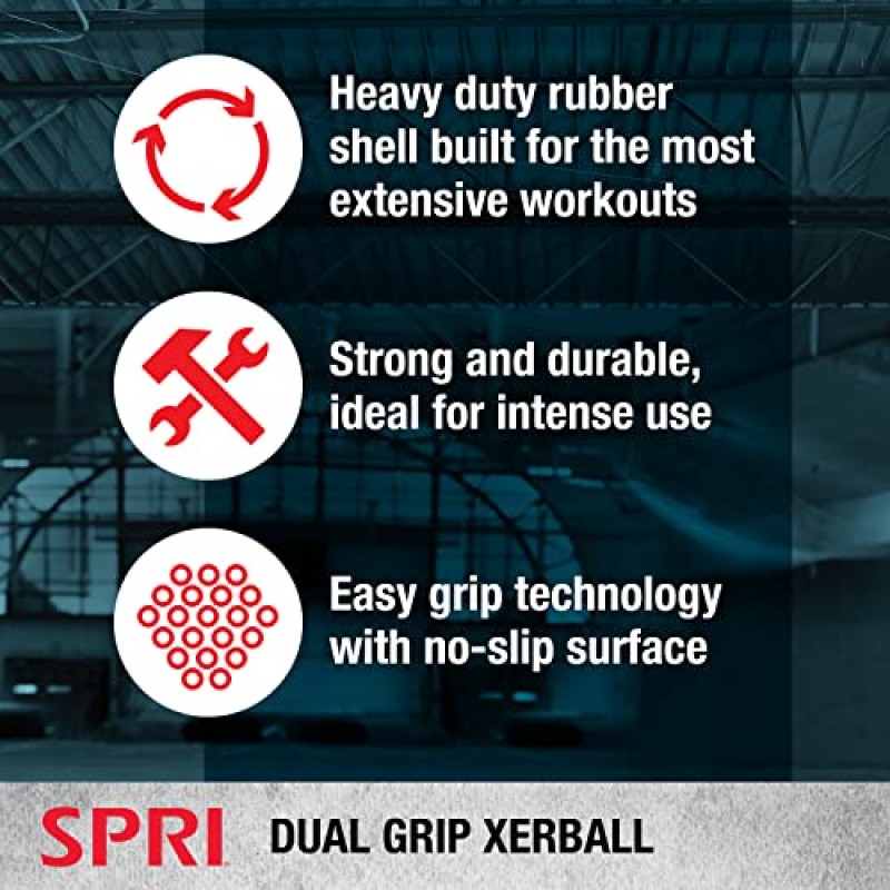 손잡이가 있는 SPRI Xerball 메디신 볼 - 운동용 가중 공(6파운드, 8, 10, 12, 14, 16, 18, 20파운드) - 복근, 코어, 크로스핏, 근력 훈련용 메드 볼