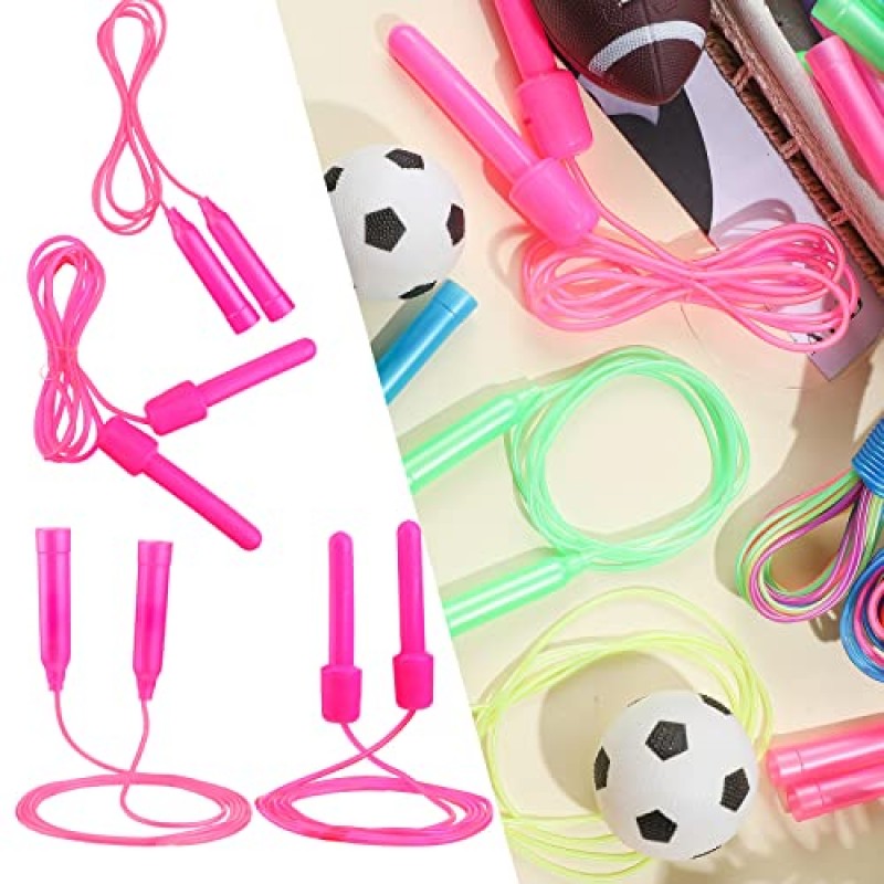 120 Pcs 다채로운 줄넘기 7.3/8.2 피트 플라스틱 줄넘기 핸들 세트 어린이를위한 조정 가능한 PVC 줄넘기 성인 피트니스 운동 파티 야외 스포츠 활동 선물을위한 밧줄 건너 뛰기 속도