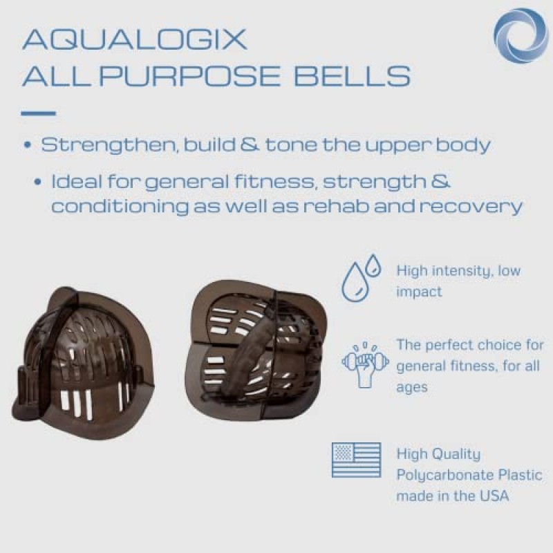 AquaLogix 중간 저항 다목적 아쿠아틱 벨 세트 - 핑크 - 상체 풀 운동 덤벨 - 데모 비디오 및 운동에 대한 링크 포함(벨 쌍 MRPCBELL_Pink)