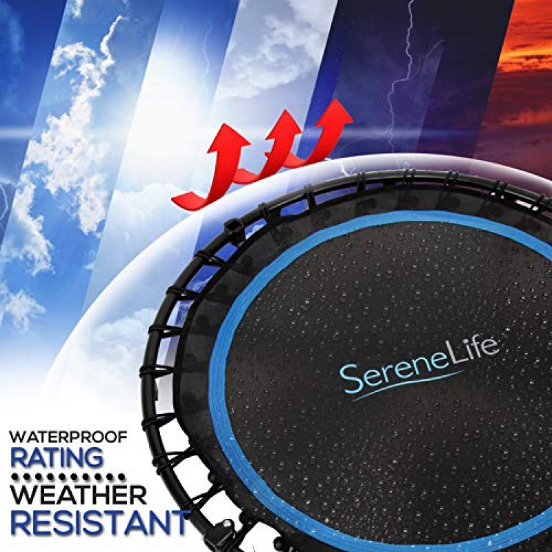 SereneLife 40인치 휴대용 피트니스 트램펄린 – 실내 및 실외 사용을 위한 조절식 난간이 있는 스포츠 트램펄린 – 전문가용 원형 점핑 트램펄린 – 심장 강화 트램펄린