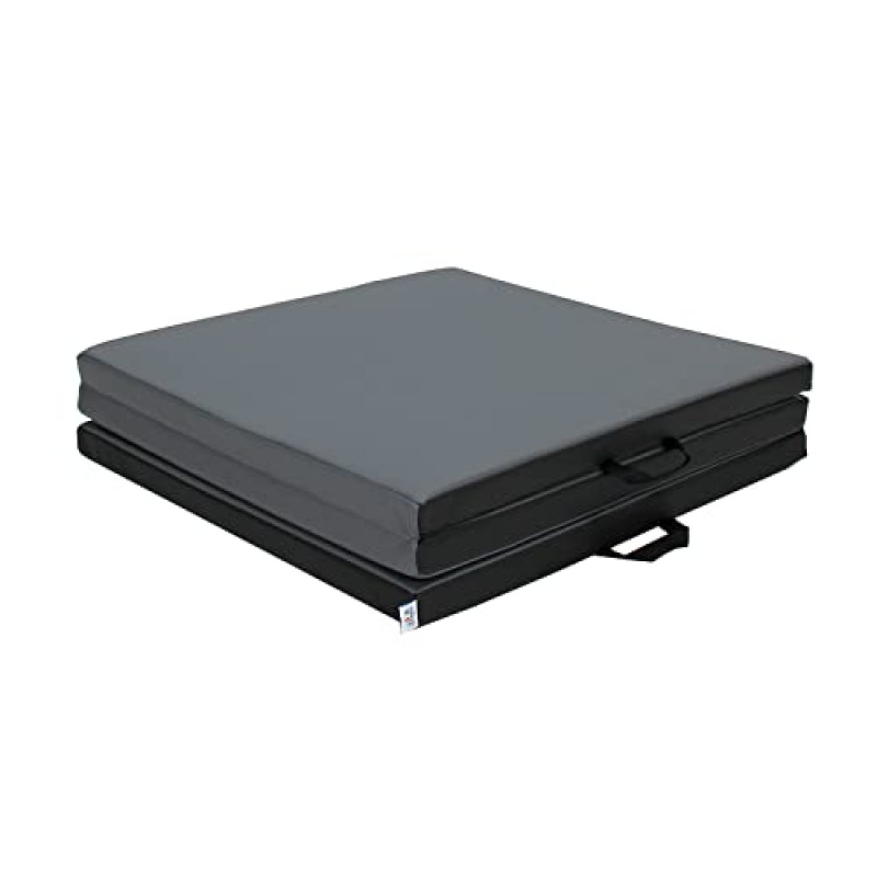 공장 직접 파트너 13685-141 1.5인치 두꺼운 폼, 박음질 핸들, 스트레칭, 필라테스, 주짓수, 어린이 텀블링 등을 갖춘 3단 운동 매트 - 다크 그레이/블랙