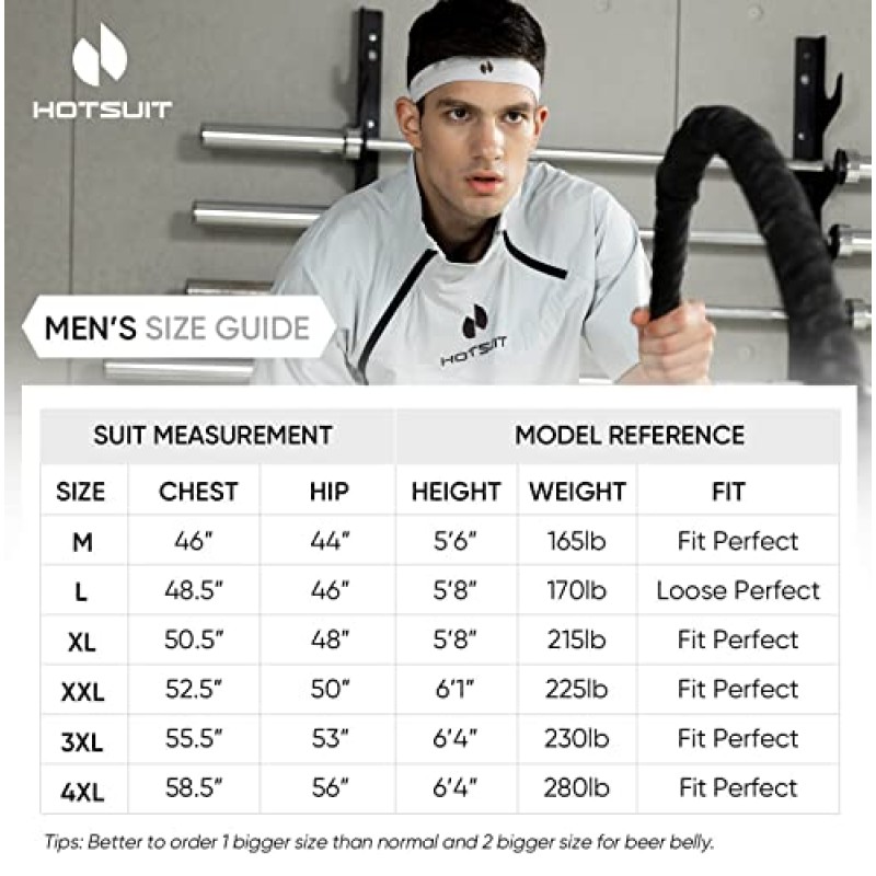 HOTSUIT 스웨트 사우나 슈트 세트, 남성의 체중 감량과 피트니스 목표 달성을 위한 하이테크 운동, 여름 필수품