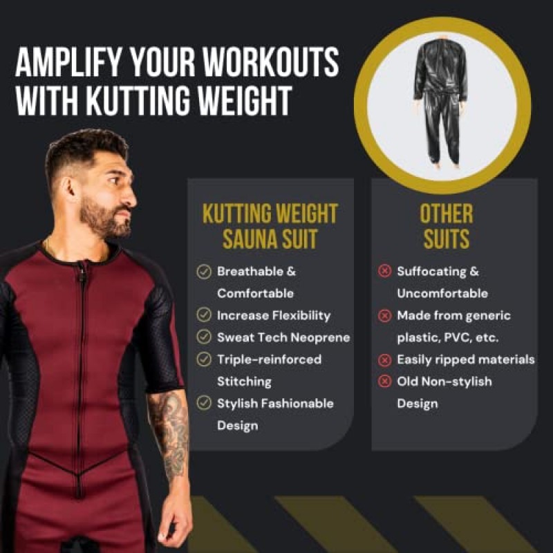 Kutting Weight - SweatTech 네오프렌 반소매 슈트 - 운동 트레이닝 슈트 - 열 트레이닝 강화 - 운동 극대화