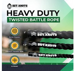 SGT KNOTS 트위스트 배틀 로프 - 근력 훈련, 크로스핏, 전투, 등산 및 체육관용 가중 운동 로프(1